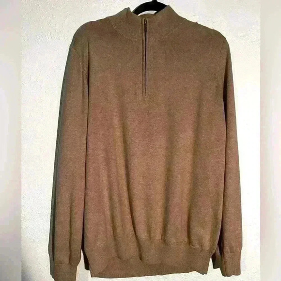 L.L. Bean Men's Cotton Cashmere Blend Quarter Zip Pullover Sweater Size L - Picture 1 of 5